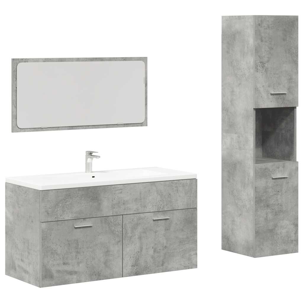 vidaXL Set muebles de baño 2 piezas madera contrachapada gris hormigón