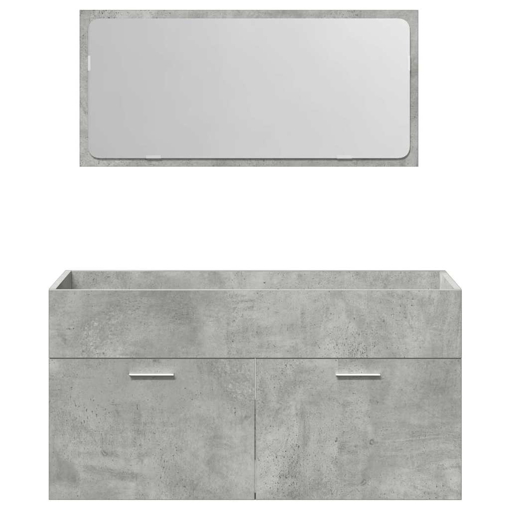 vidaXL Set muebles de baño 2 piezas madera contrachapada gris hormigón