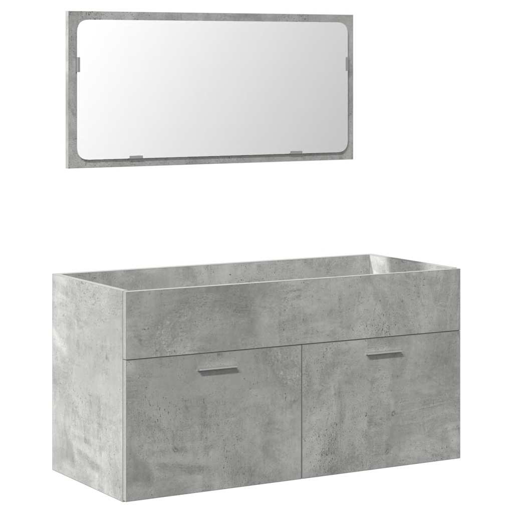 vidaXL Set muebles de baño 2 piezas madera contrachapada gris hormigón