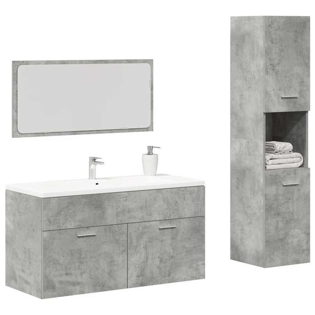 vidaXL Set muebles de baño 2 piezas madera contrachapada gris hormigón