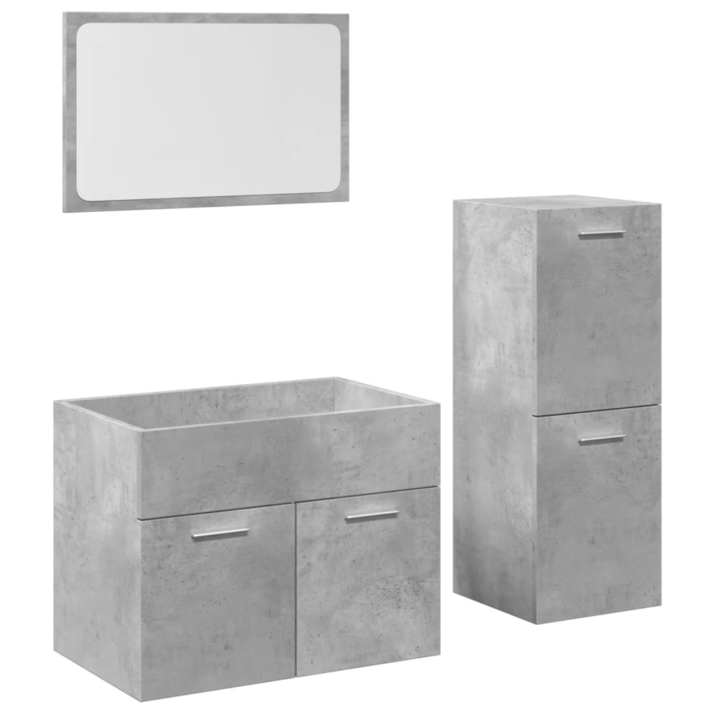 vidaXL Set muebles de baño 2 piezas madera contrachapada gris hormigón