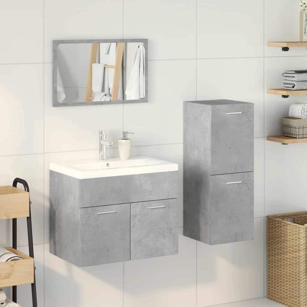 vidaXL Set muebles de baño 2 piezas madera contrachapada gris hormigón