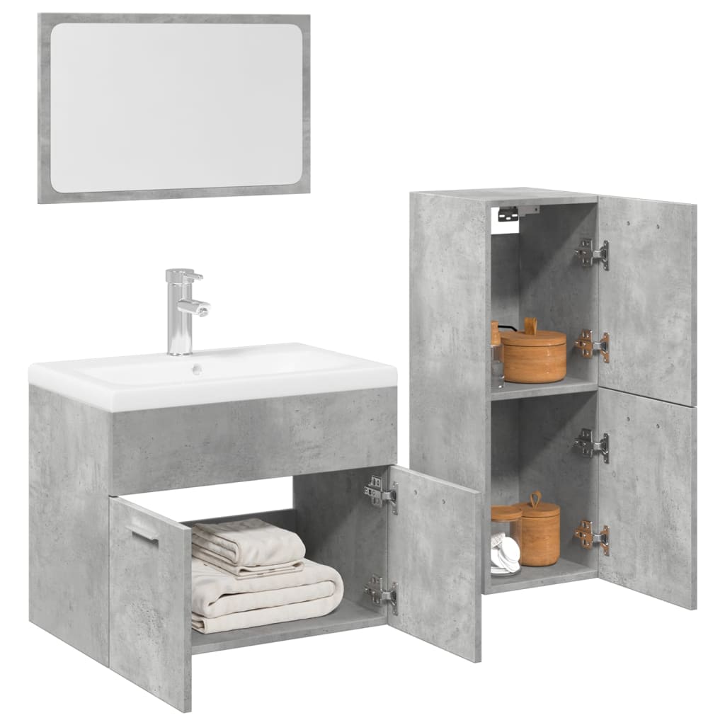 vidaXL Set muebles de baño 2 piezas madera contrachapada gris hormigón