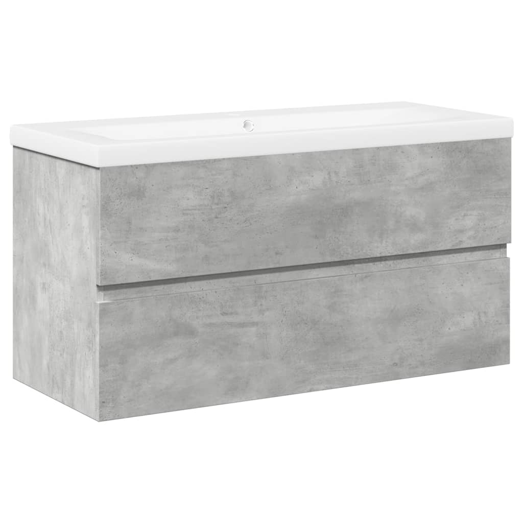 vidaXL Set muebles de baño 2 piezas madera contrachapada gris hormigón