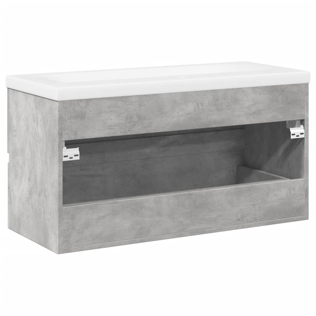 vidaXL Set muebles de baño 2 piezas madera contrachapada gris hormigón