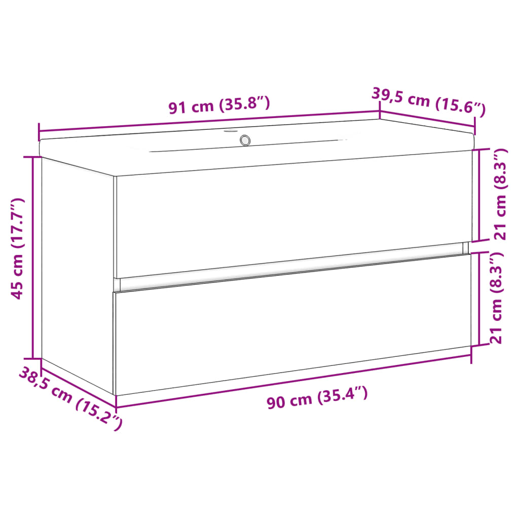 vidaXL Set muebles de baño 2 piezas madera contrachapada gris hormigón