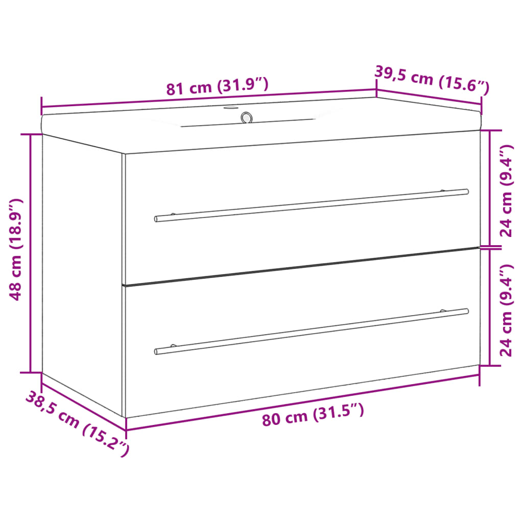 vidaXL Set muebles de baño 2 piezas madera contrachapada gris hormigón