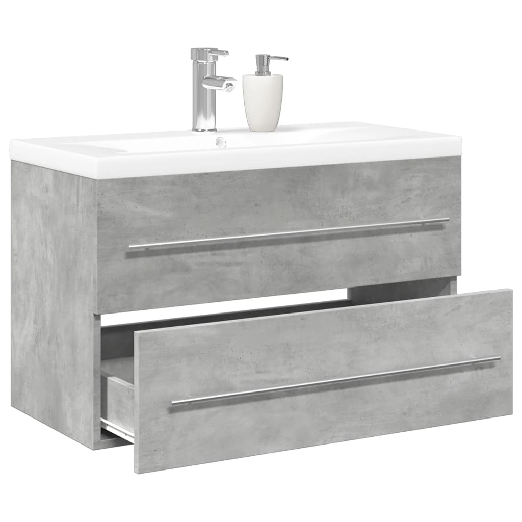 vidaXL Set muebles de baño 2 piezas madera contrachapada gris hormigón