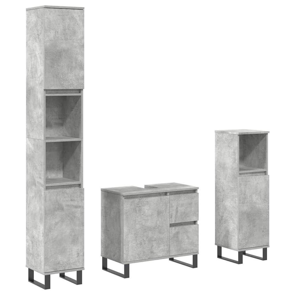 vidaXL Set muebles de baño 2 piezas madera contrachapada gris hormigón