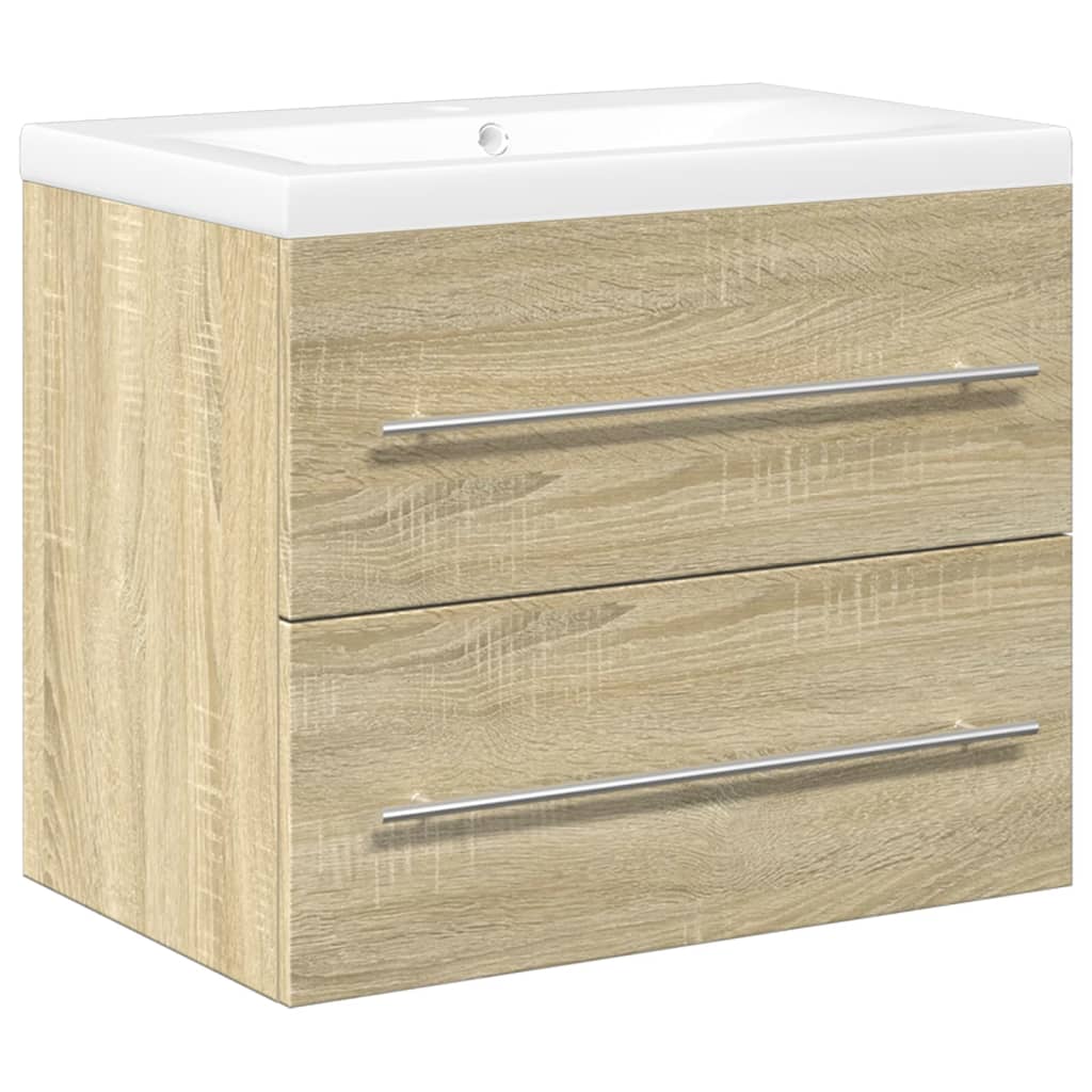 vidaXL Set de muebles de baño 2 pzas madera contrachapada roble Sonoma