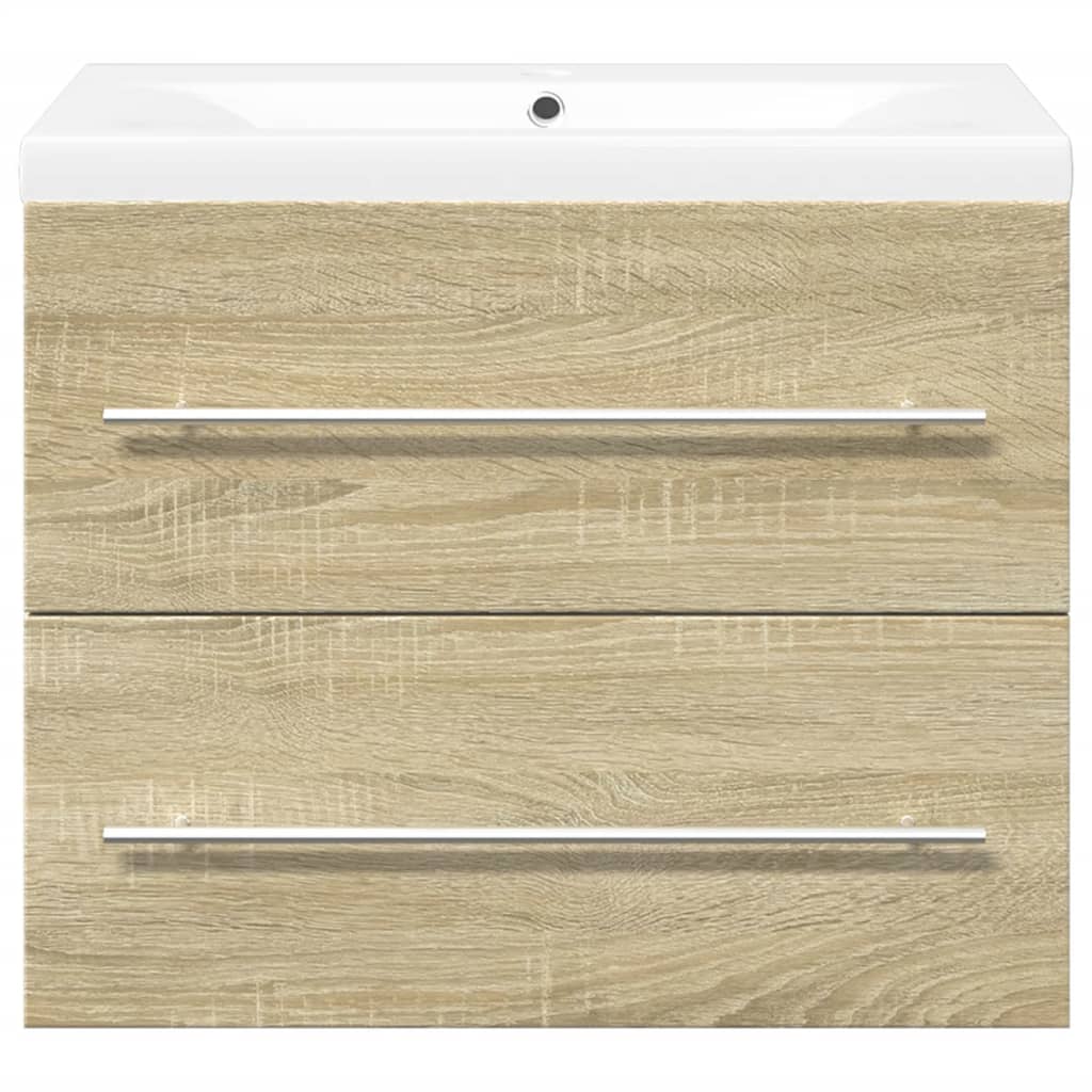 vidaXL Set de muebles de baño 2 pzas madera contrachapada roble Sonoma