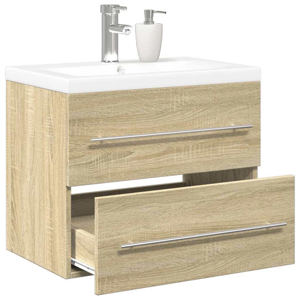 vidaXL Set de muebles de baño 2 pzas madera contrachapada roble Sonoma