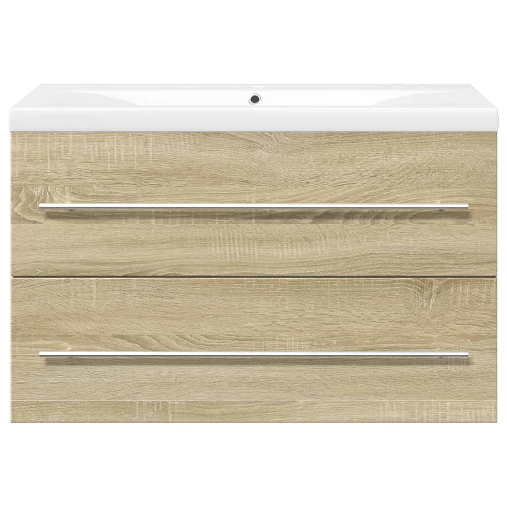 vidaXL Set de muebles de baño 2 pzas madera contrachapada roble Sonoma