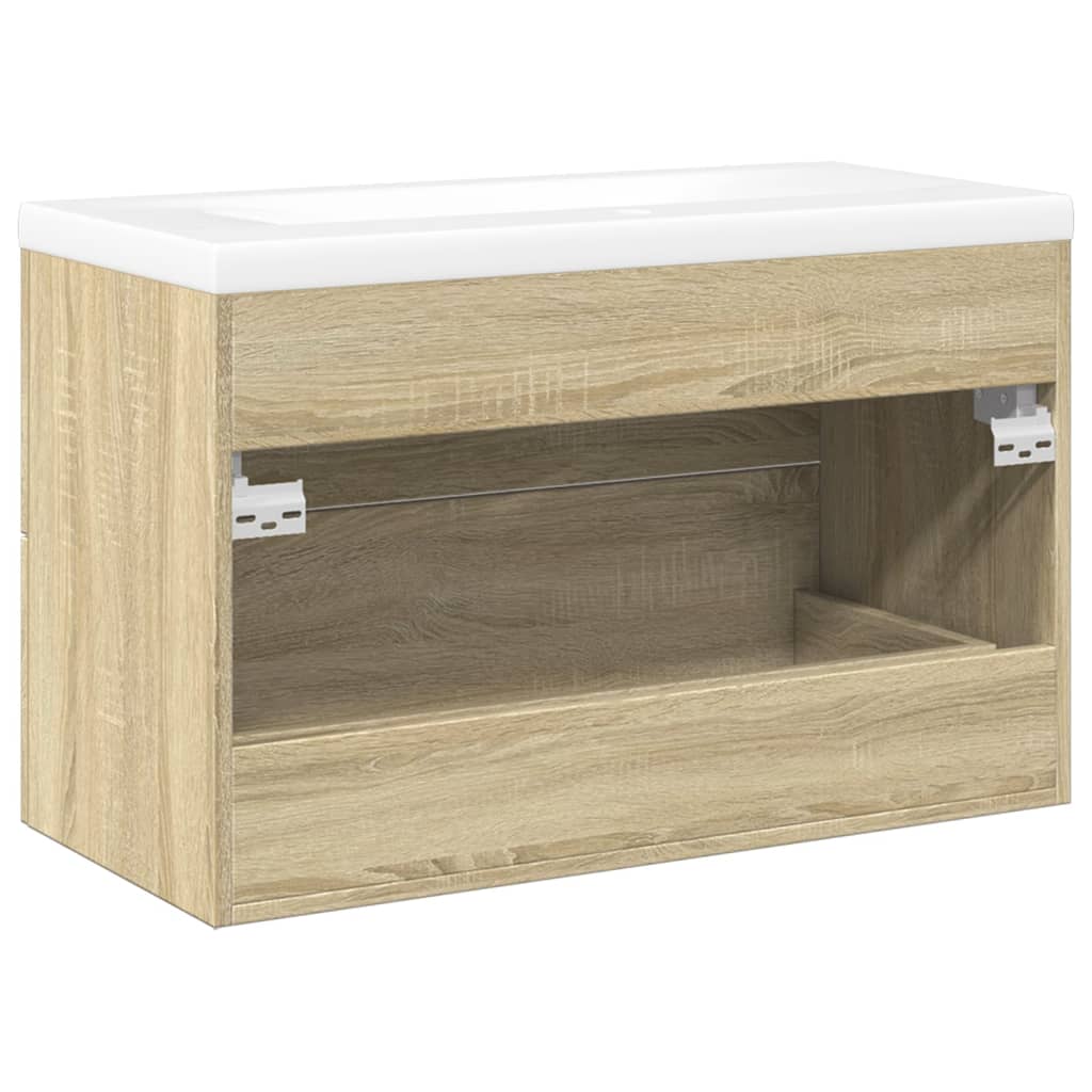 vidaXL Set de muebles de baño 2 pzas madera contrachapada roble Sonoma