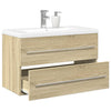 vidaXL Set de muebles de baño 2 pzas madera contrachapada roble Sonoma