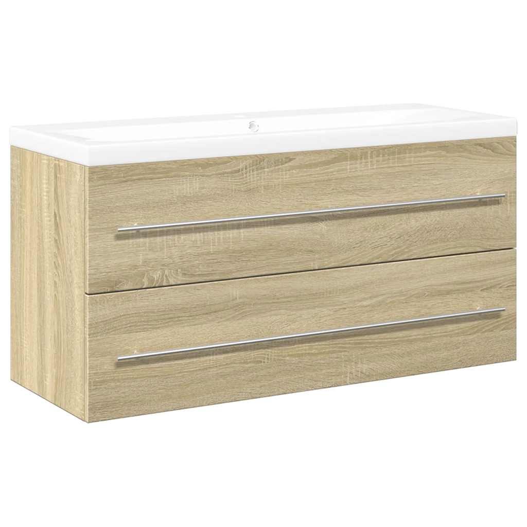 vidaXL Set de muebles de baño 2 pzas madera contrachapada roble Sonoma