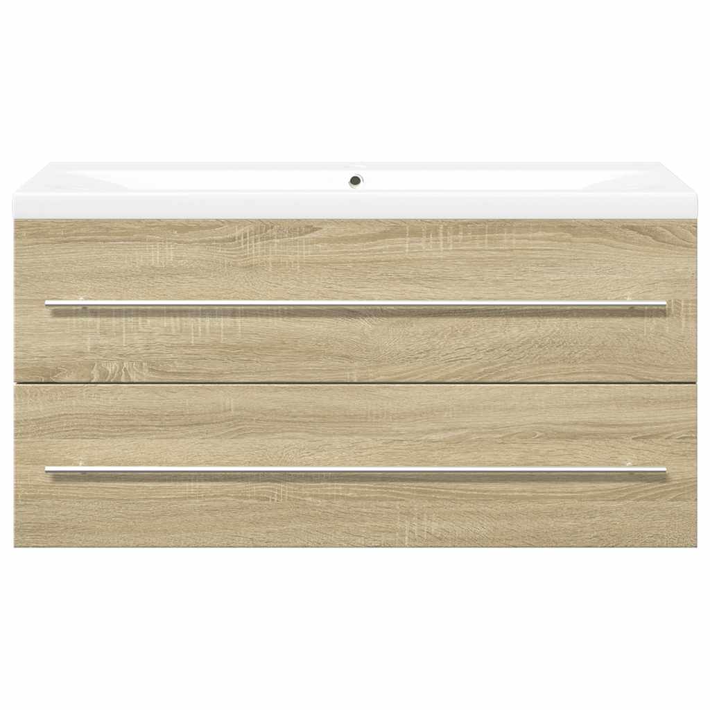 vidaXL Set de muebles de baño 2 pzas madera contrachapada roble Sonoma