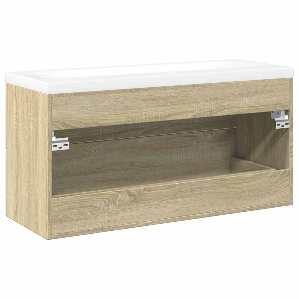 vidaXL Set de muebles de baño 2 pzas madera contrachapada roble Sonoma