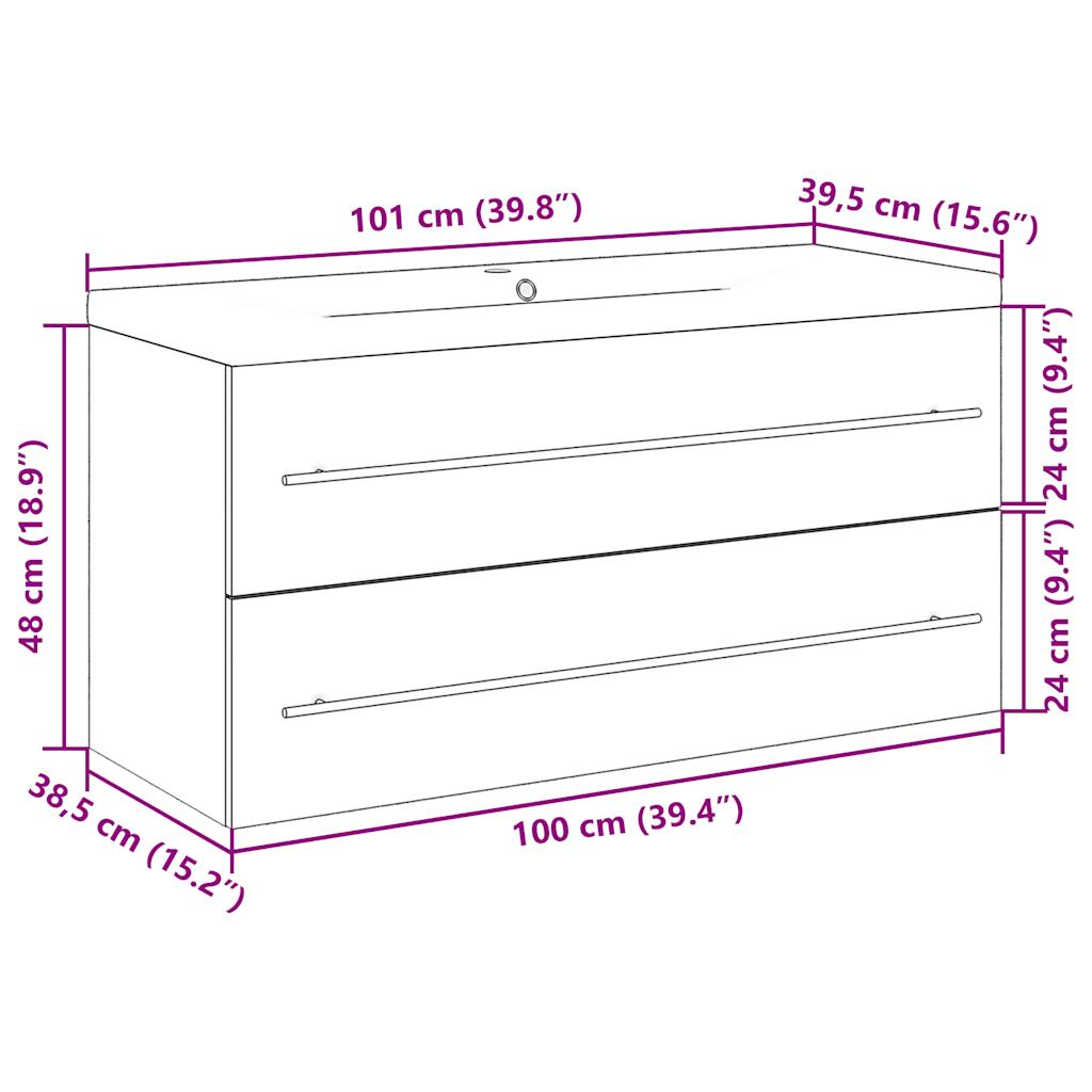 vidaXL Set de muebles de baño 2 pzas madera contrachapada roble Sonoma