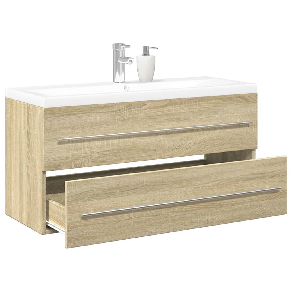 vidaXL Set de muebles de baño 2 pzas madera contrachapada roble Sonoma