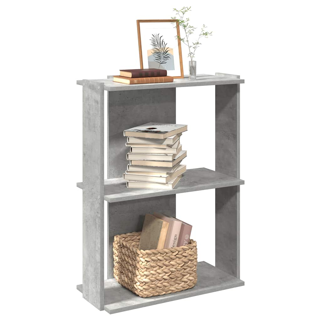 vidaXL Librería de 3 niveles madera gris hormigón 60x30x80 cm