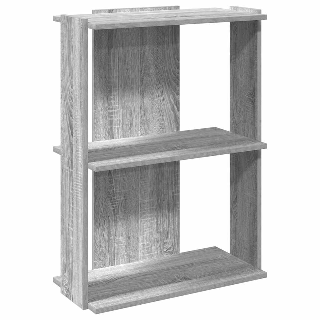 vidaXL Librería 3 estantes madera ingeniería gris sonoma 60x30x80 cm