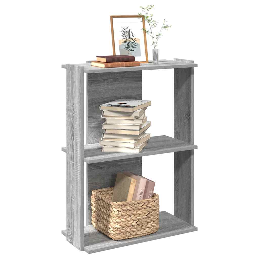 vidaXL Librería 3 estantes madera ingeniería gris sonoma 60x30x80 cm