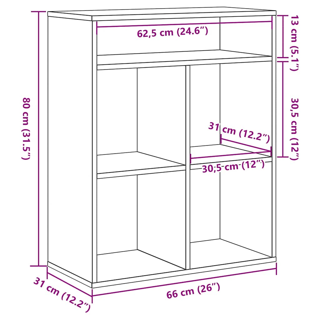 vidaXL Estantería madera de ingeniería color gris sonoma 66x31x80 cm