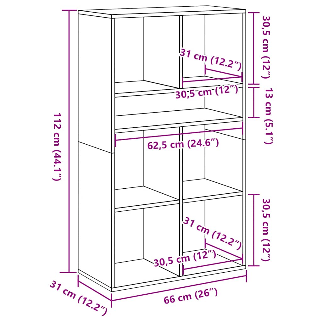 vidaXL Estantería madera ingeniería negra 66x31x112 cm