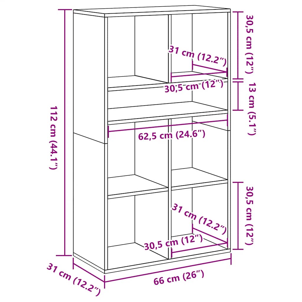 vidaXL Estantería de madera contrachapada blanco 66x31x112 cm