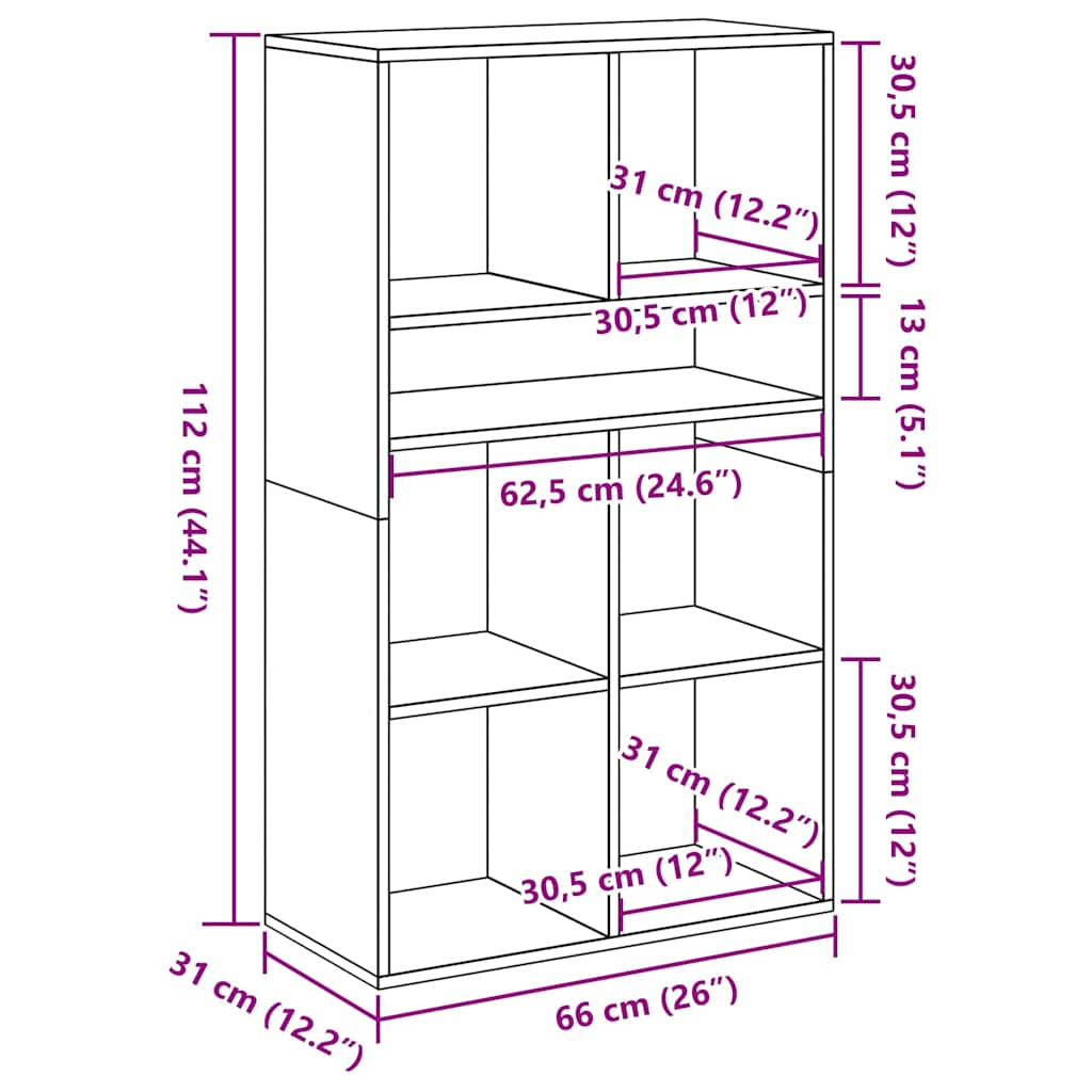 vidaXL Estantería madera de ingeniería envejecida 66x31x112 cm