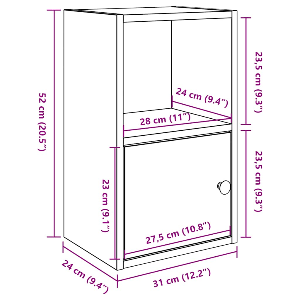 vidaXL Estantería de madera de ingeniería blanca 31x24x52 cm