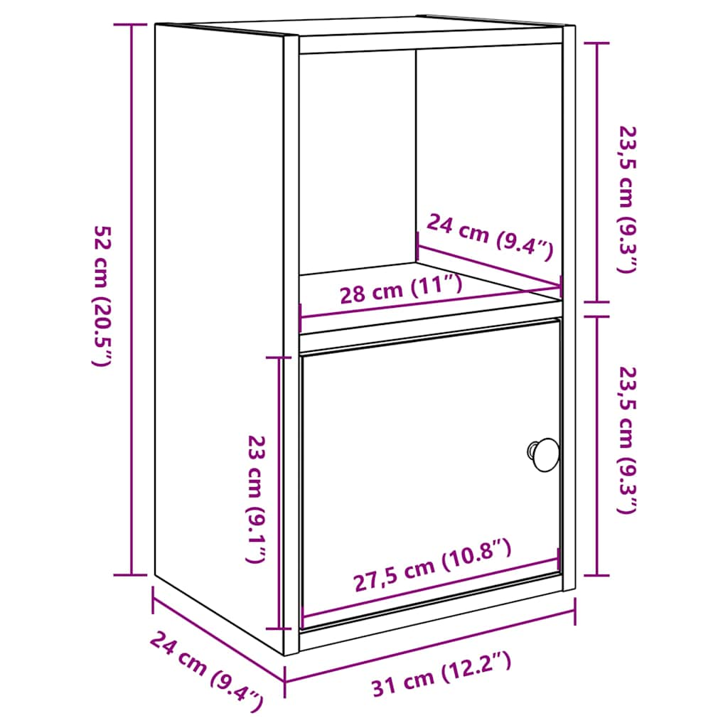 vidaXL Estantería de madera de ingeniería roble sonoma 31x24x52 cm