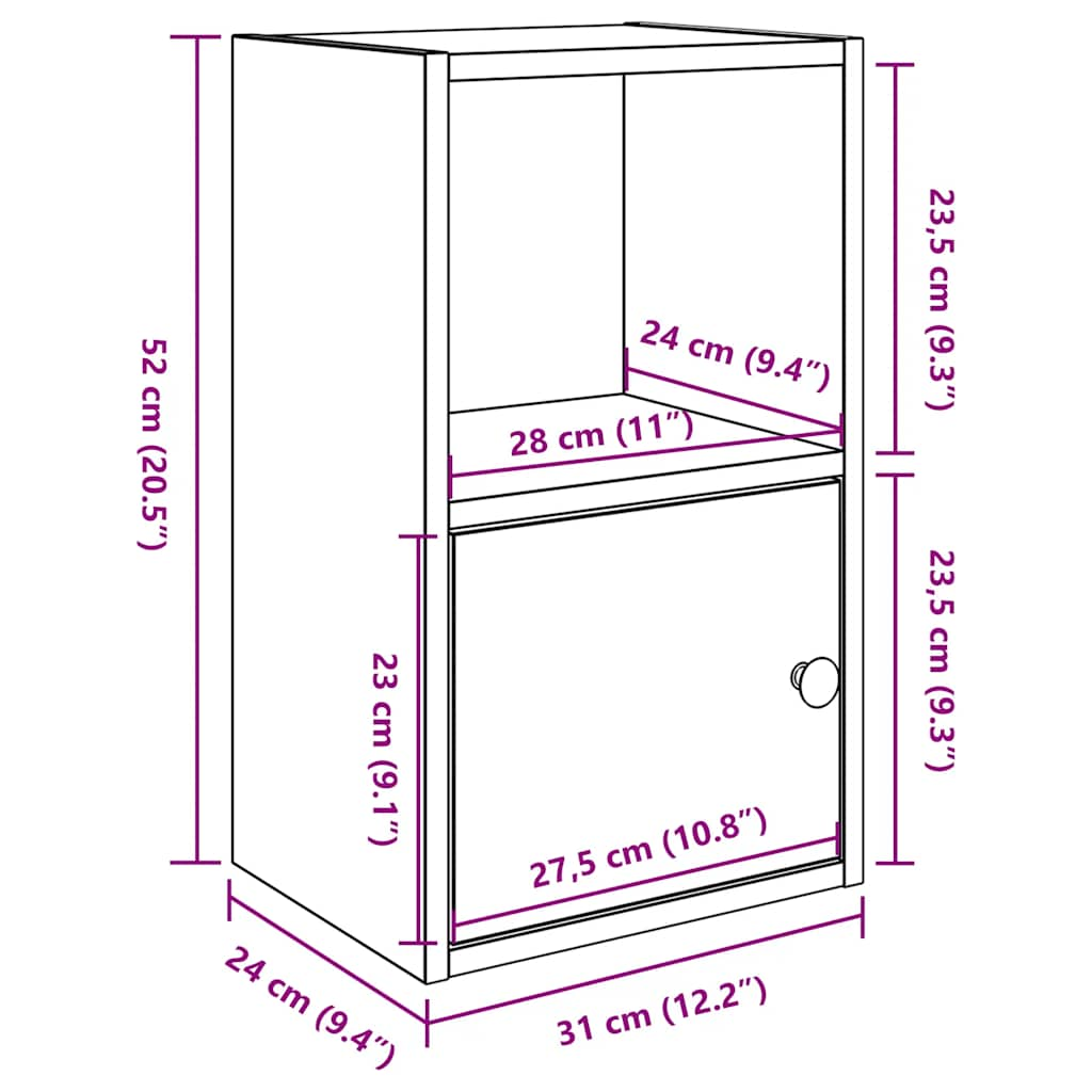 vidaXL Estantería de madera de ingeniería gris hormigón 31x24x52 cm