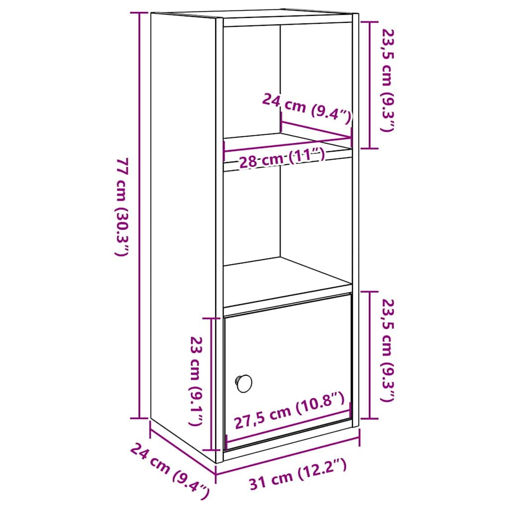 vidaXL Estantería madera de ingeniería roble ahumado 31x24x77 cm