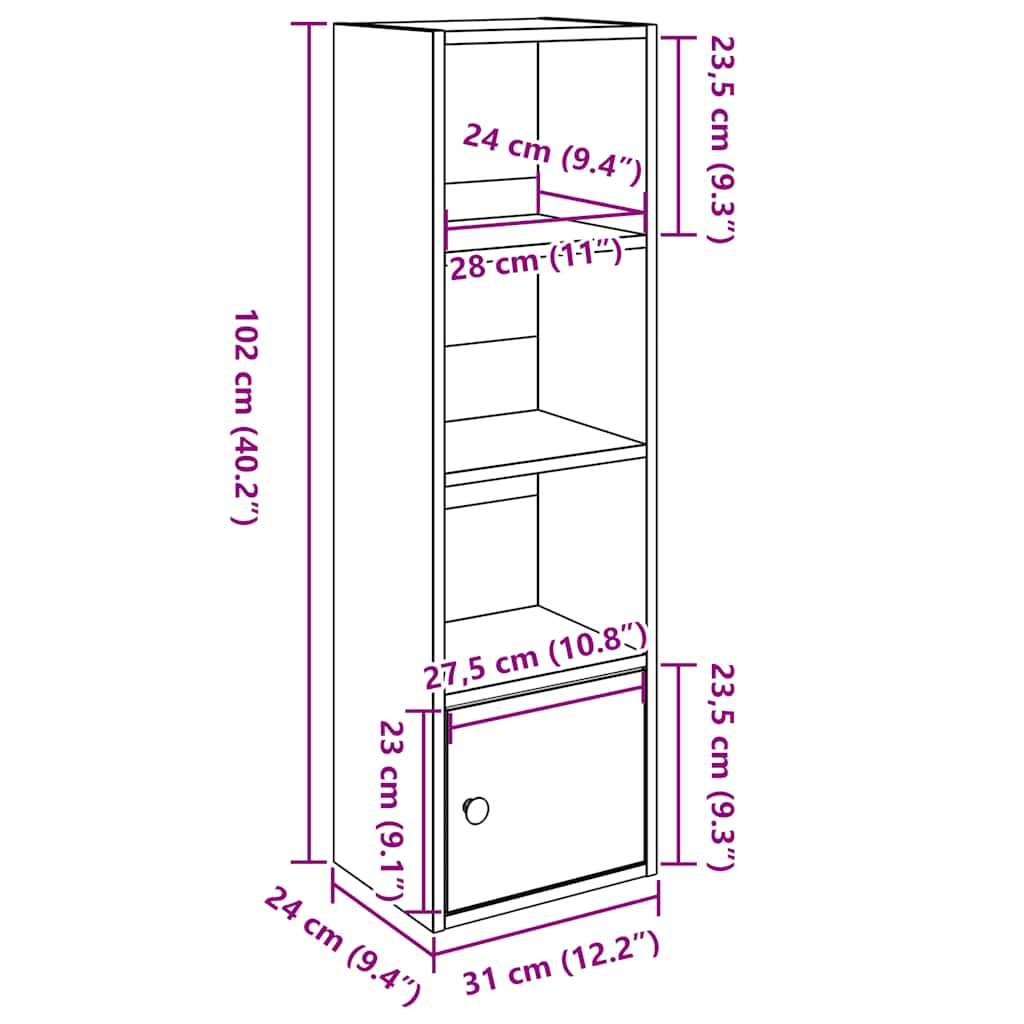 vidaXL Estantería de madera de ingeniería roble sonoma 31x24x102 cm