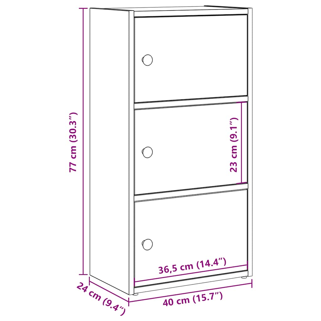 vidaXL Librería de madera contrachapada roble negro 40x24x77 cm