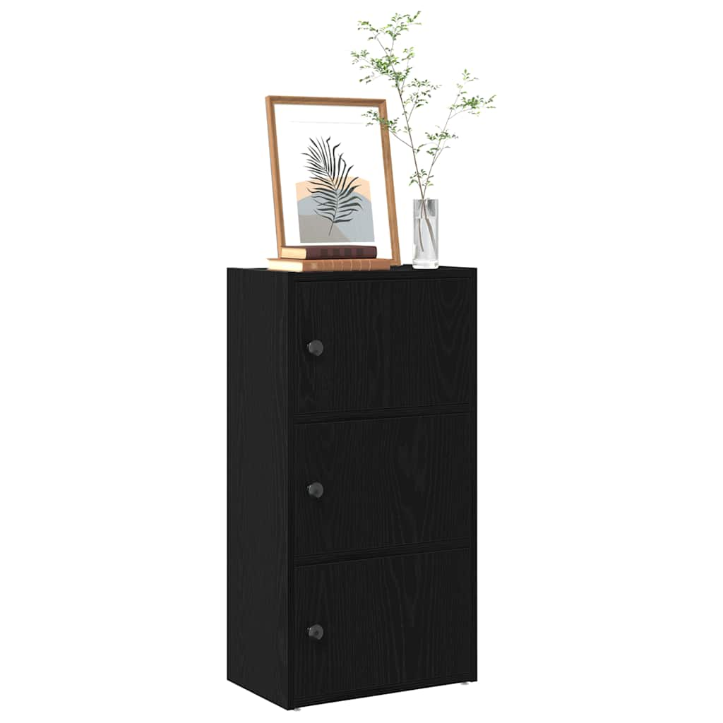 vidaXL Librería de madera contrachapada roble negro 40x24x77 cm