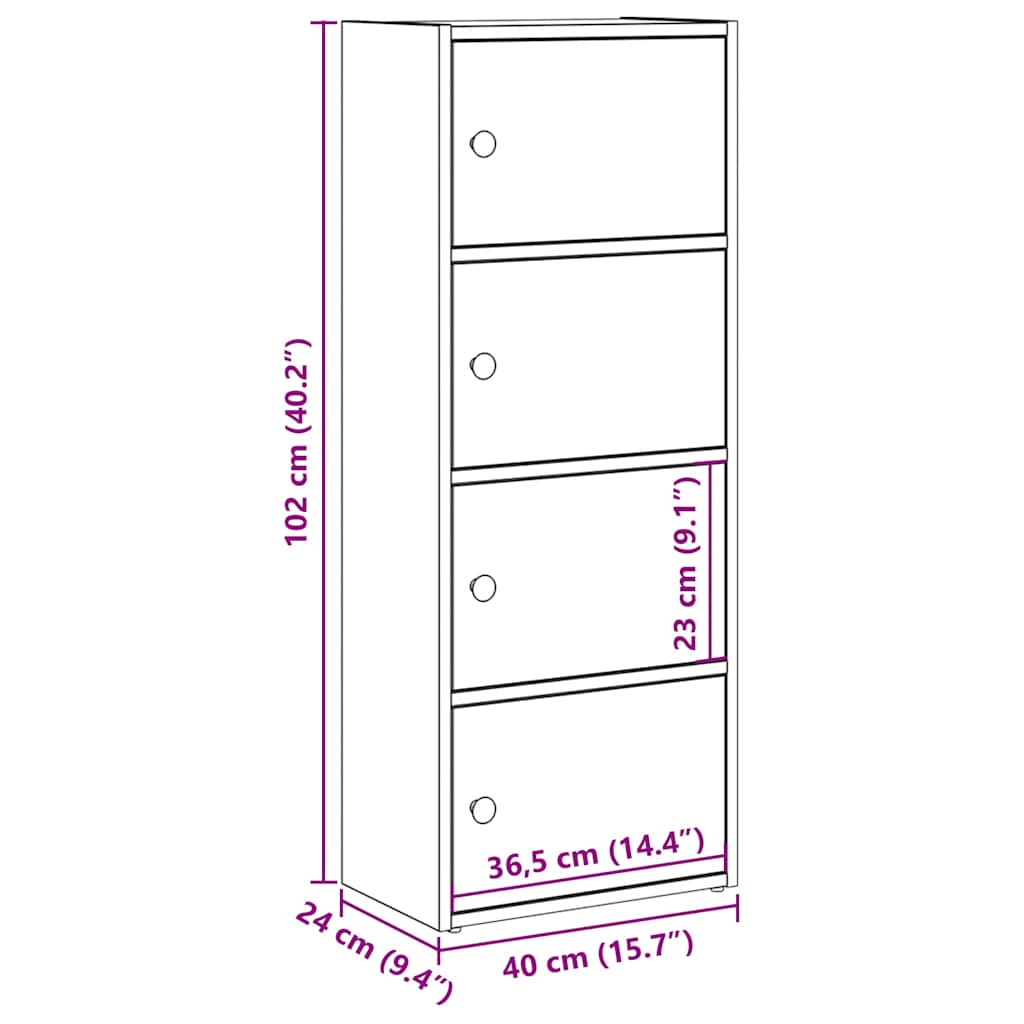 vidaXL Estantería de madera de ingeniería blanca 40x24x102 cm