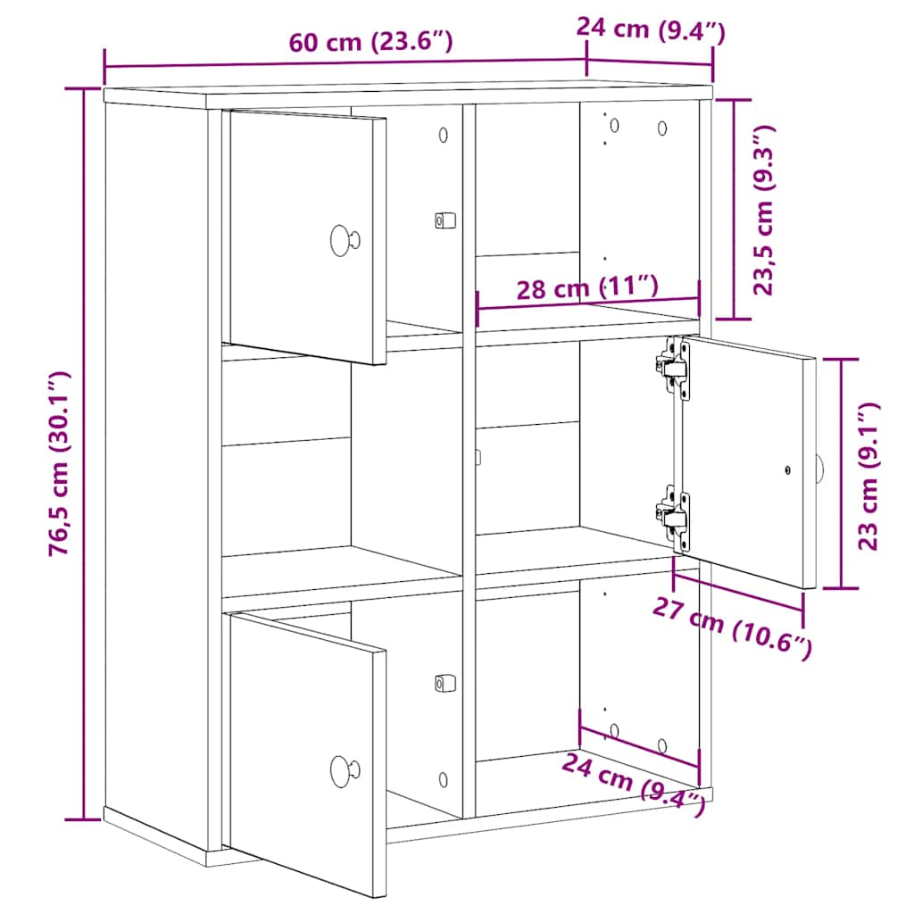 vidaXL Estantería madera de ingeniería color envejecido 60x24x76,5 cm