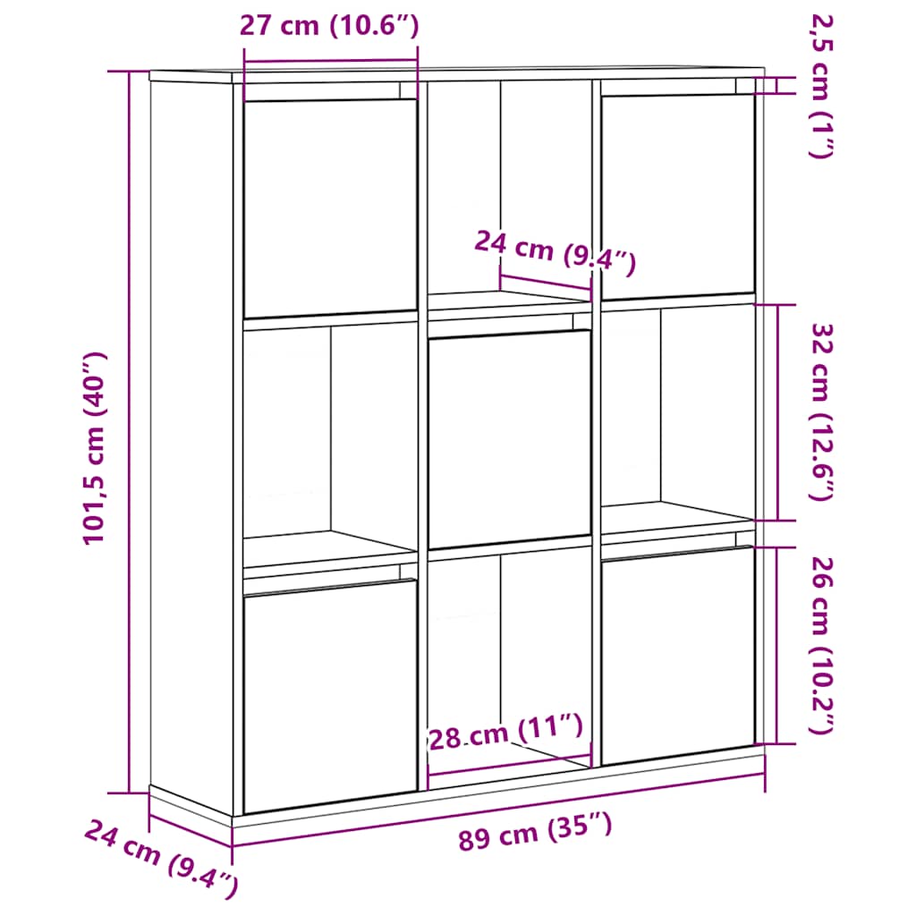 vidaXL Estantería de madera de ingeniería blanca 89x24x101,5 cm