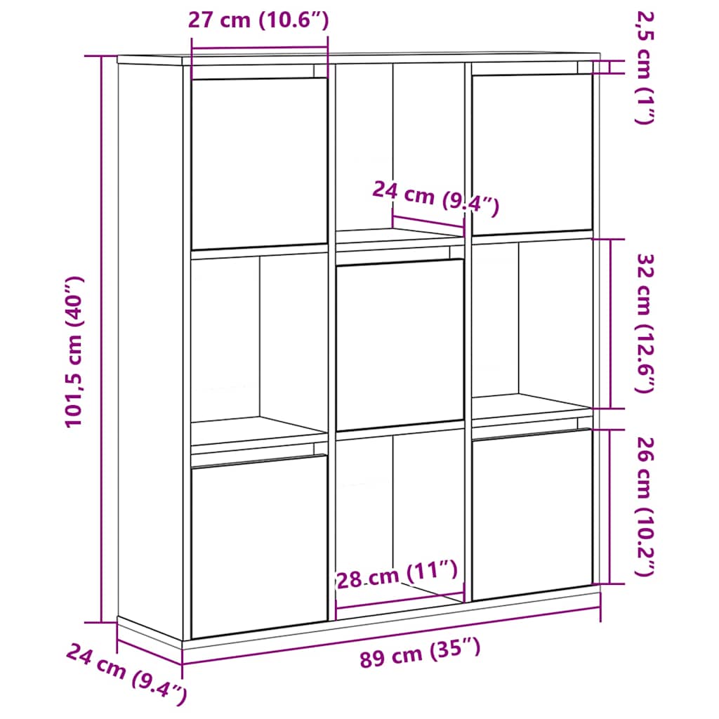 vidaXL Estantería madera de ingeniería roble ahumado 89x24x101,5 cm