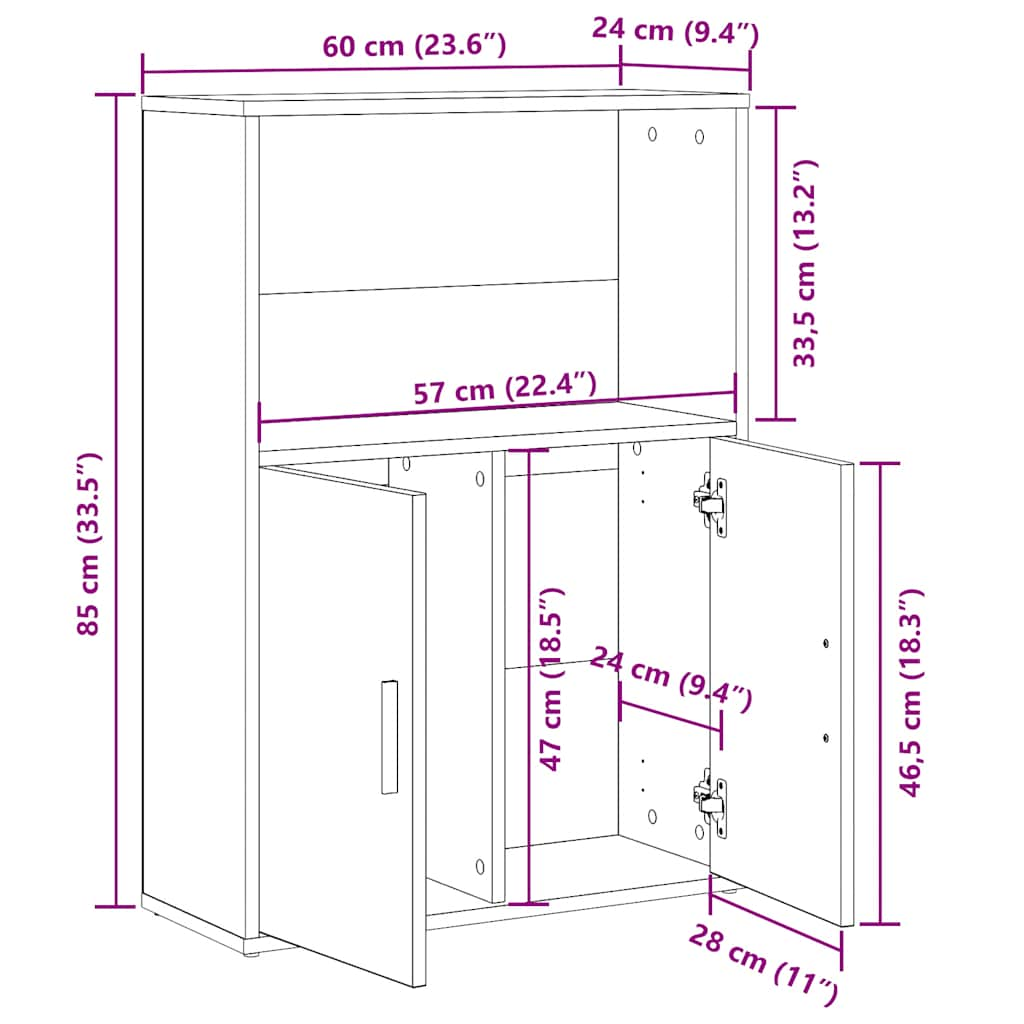 vidaXL Estantería de madera de ingeniería blanca 60x24x85 cm