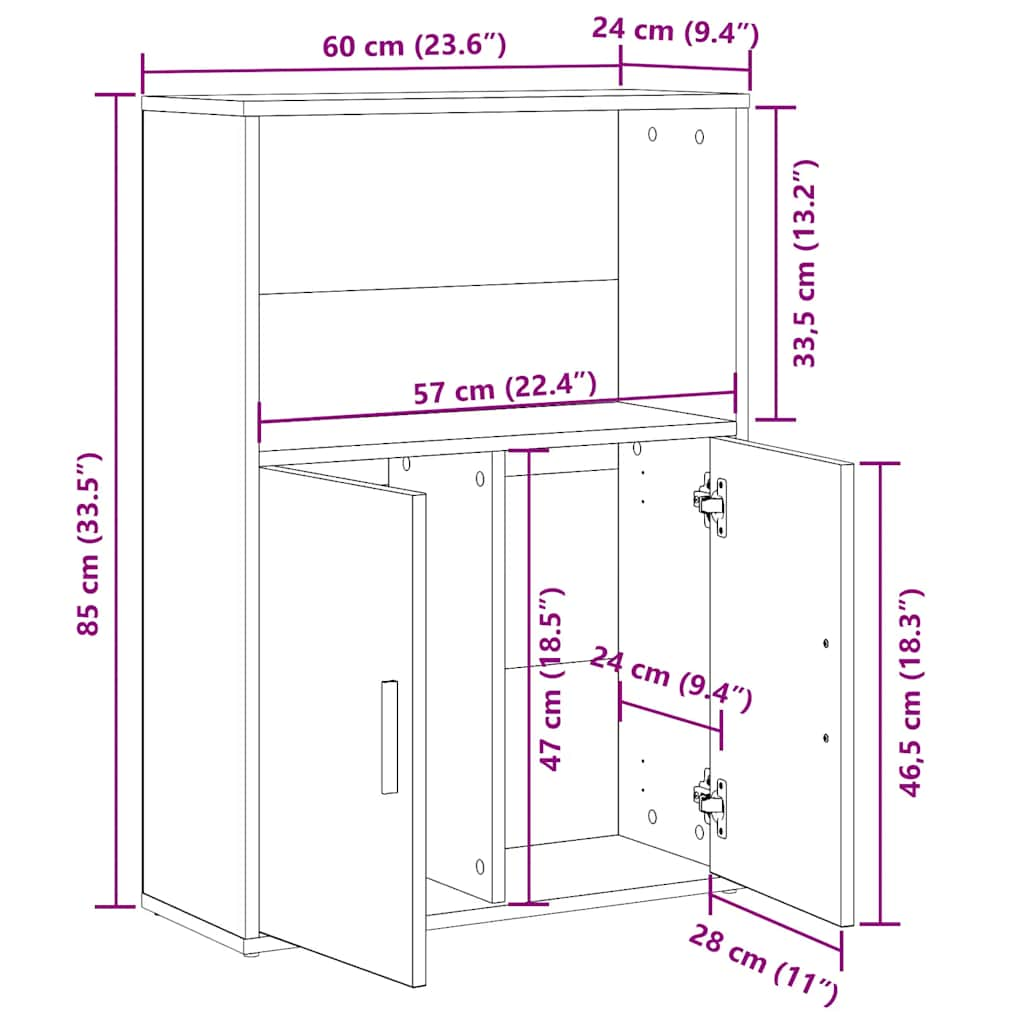 vidaXL Estantería de madera de ingeniería roble sonoma 60x24x85 cm