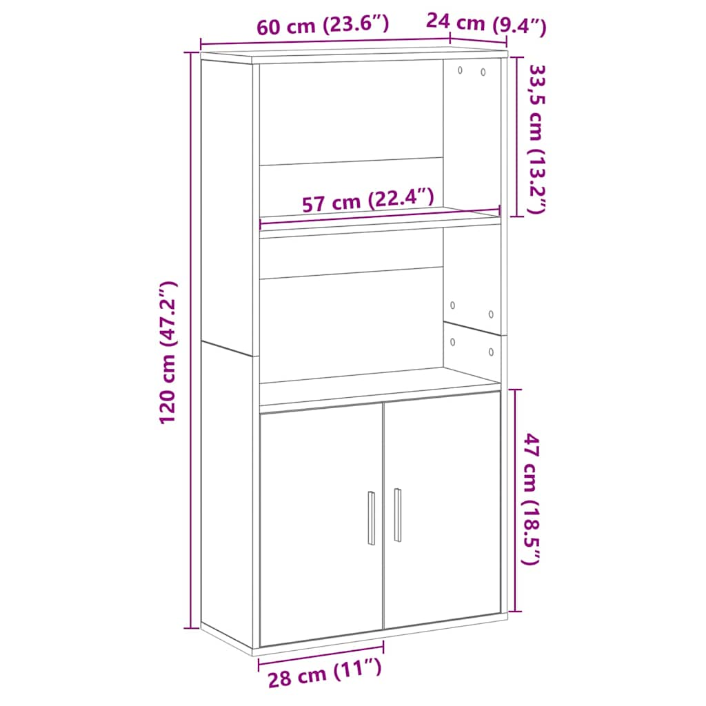 vidaXL Estantería de madera de ingeniería gris hormigón 60x24x120 cm