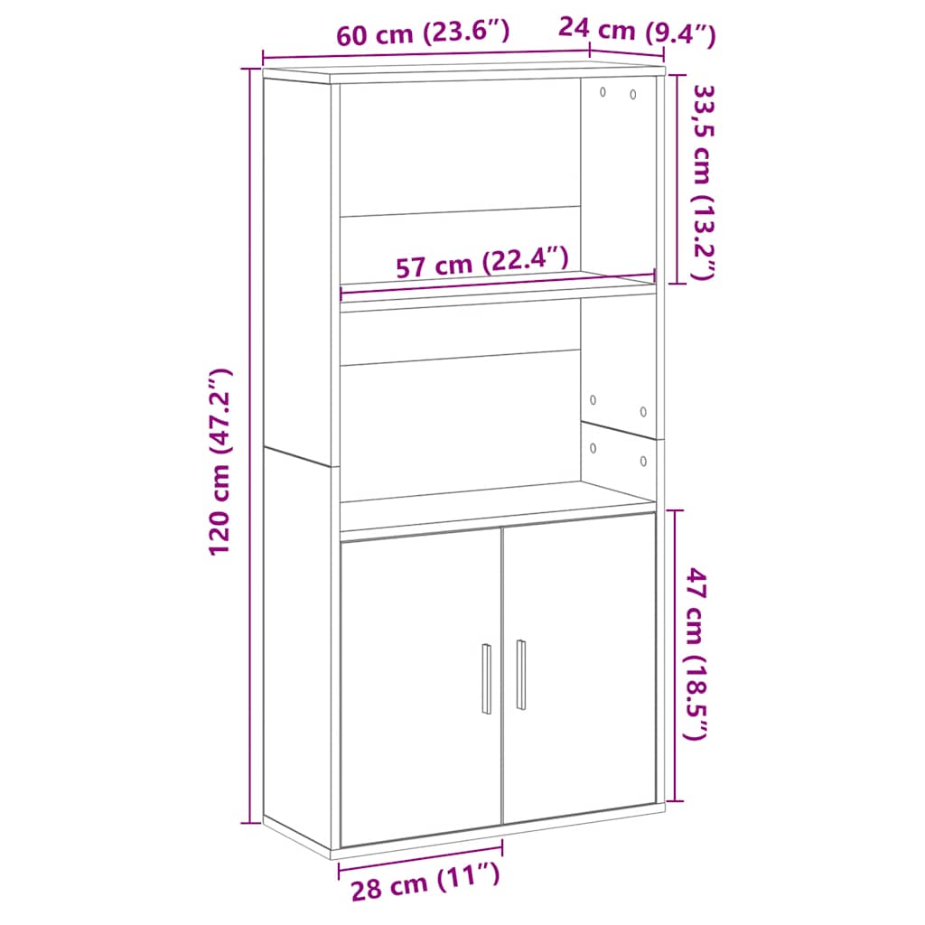 vidaXL Estantería de madera de ingeniería marrón roble 60x24x120 cm