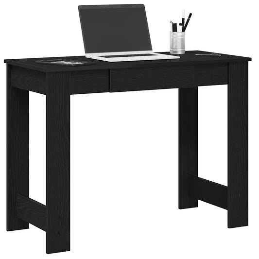 vidaXL Escritorio de madera contrachapada negro 100x45x75 cm