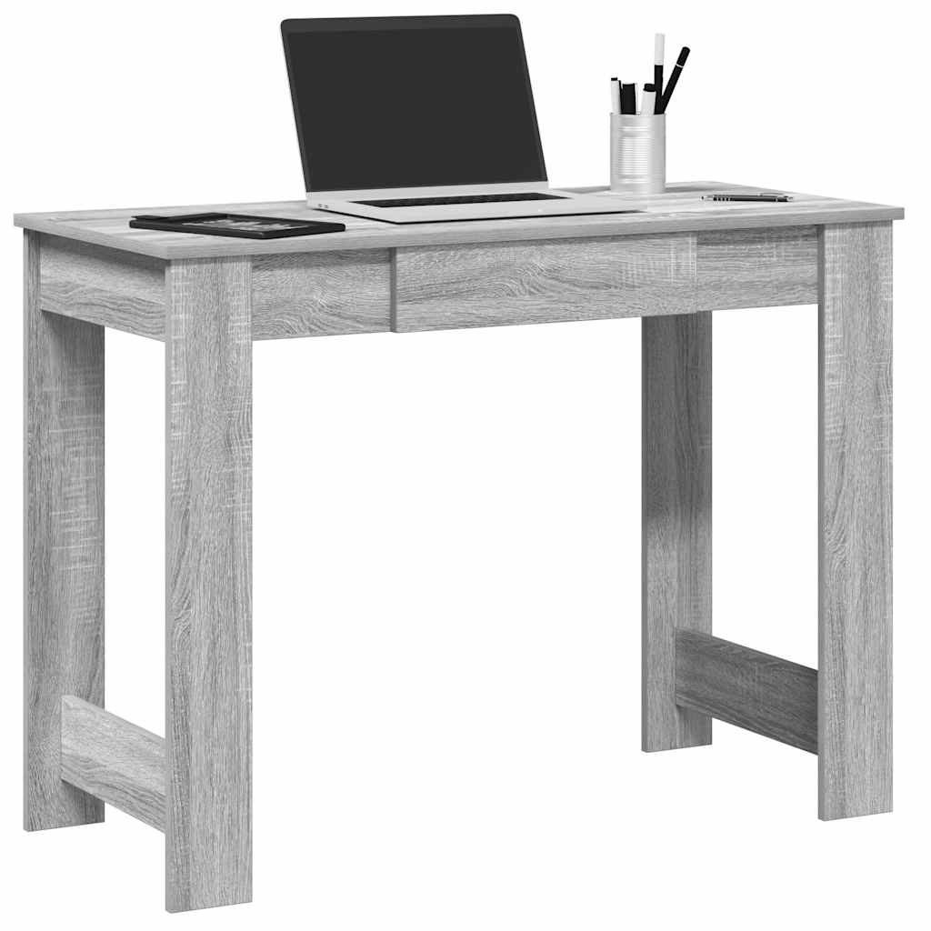 vidaXL Escritorio de madera contrachapada gris sonoma 100x45x75 cm