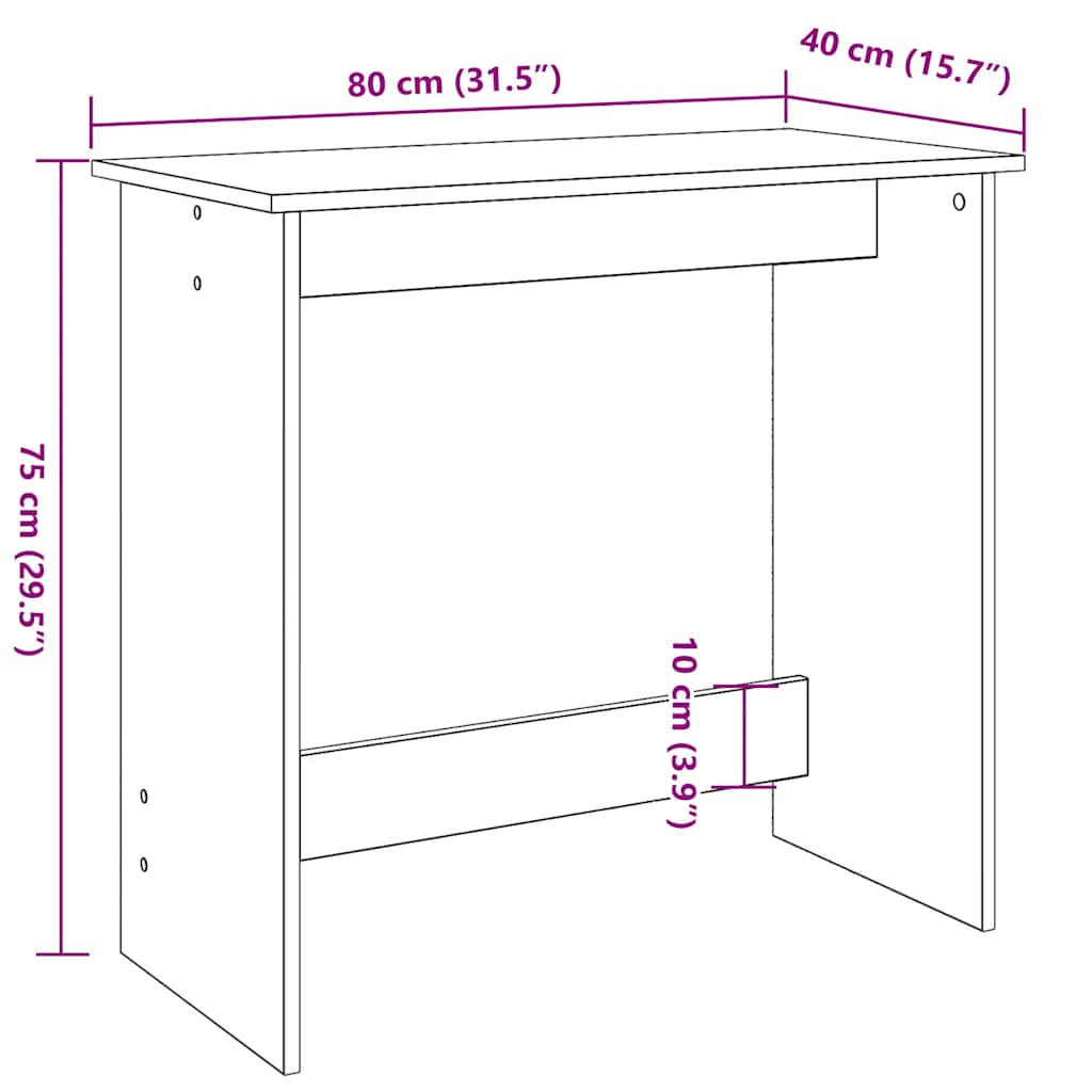 vidaXL Escritorio de madera contrachapada blanco 80x40x75 cm