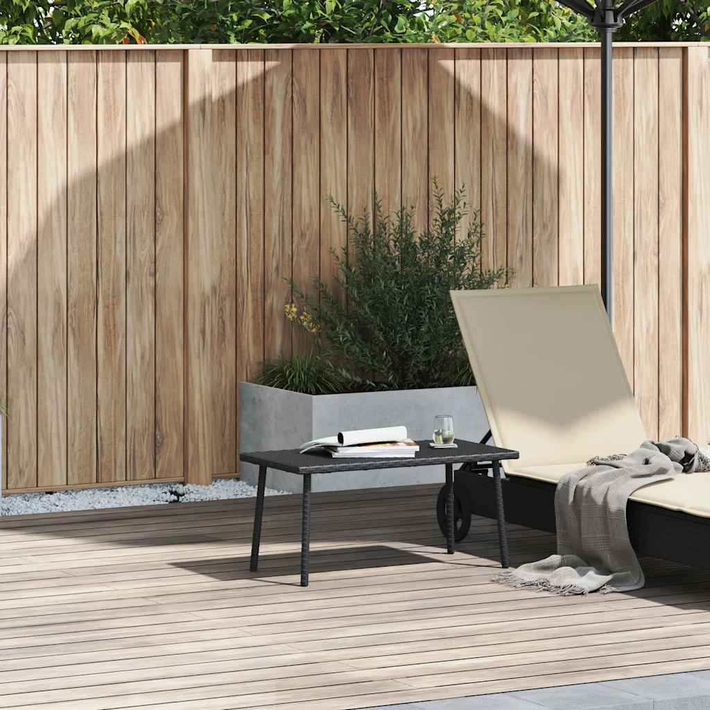 vidaXL Mesa centro jardín rectangular negra 80x40x37cm ratán sintético